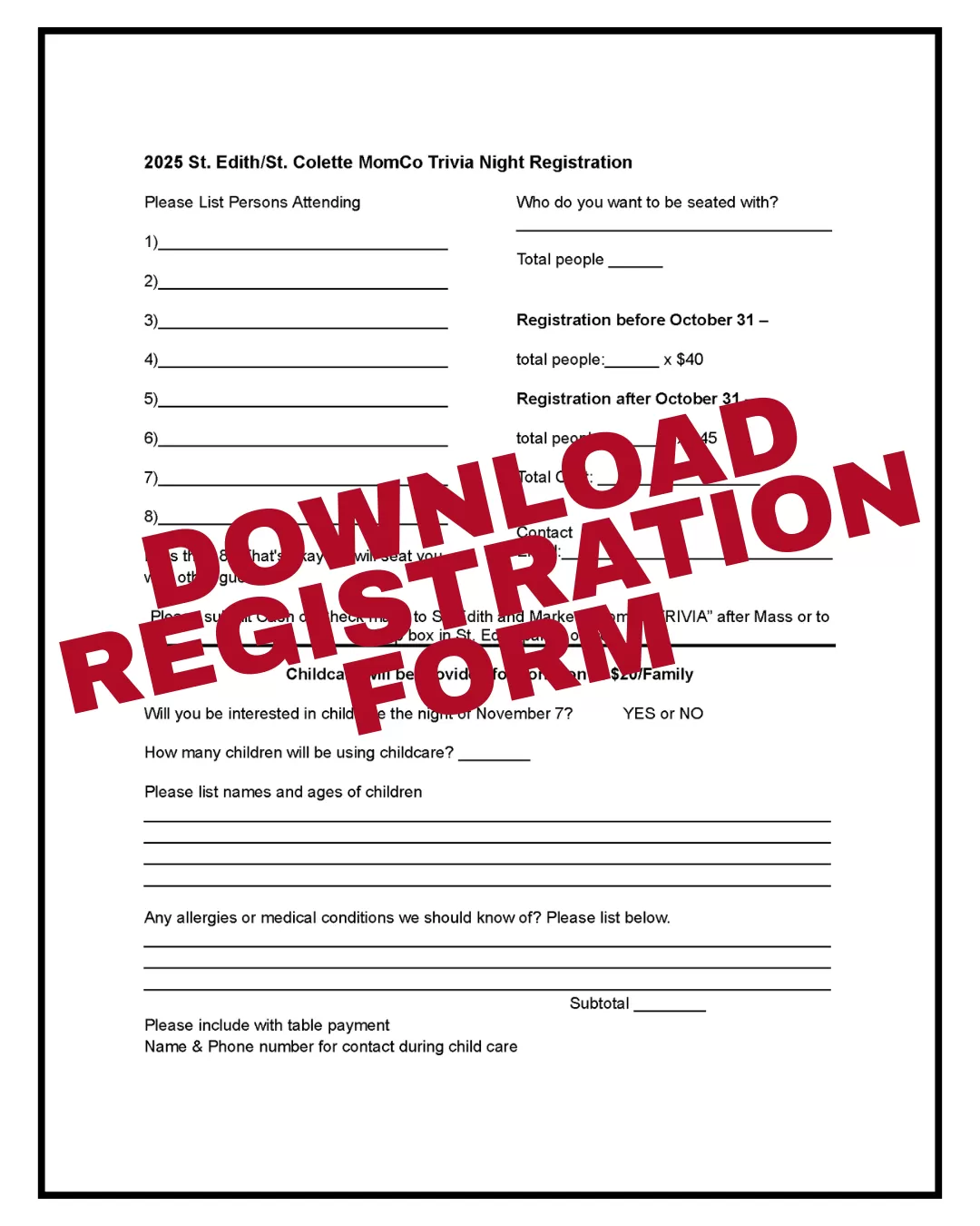 MomCo's Trivia Night Registration Form