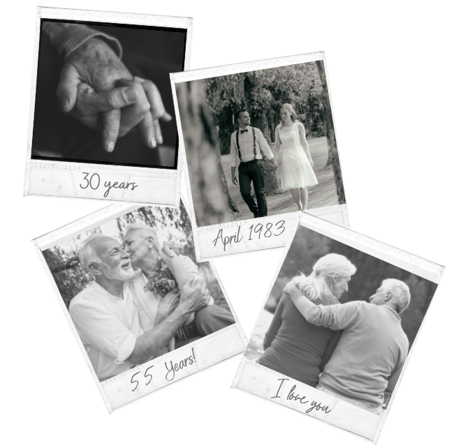 Polaroid Photos of couples celebrating milestone anniversaries